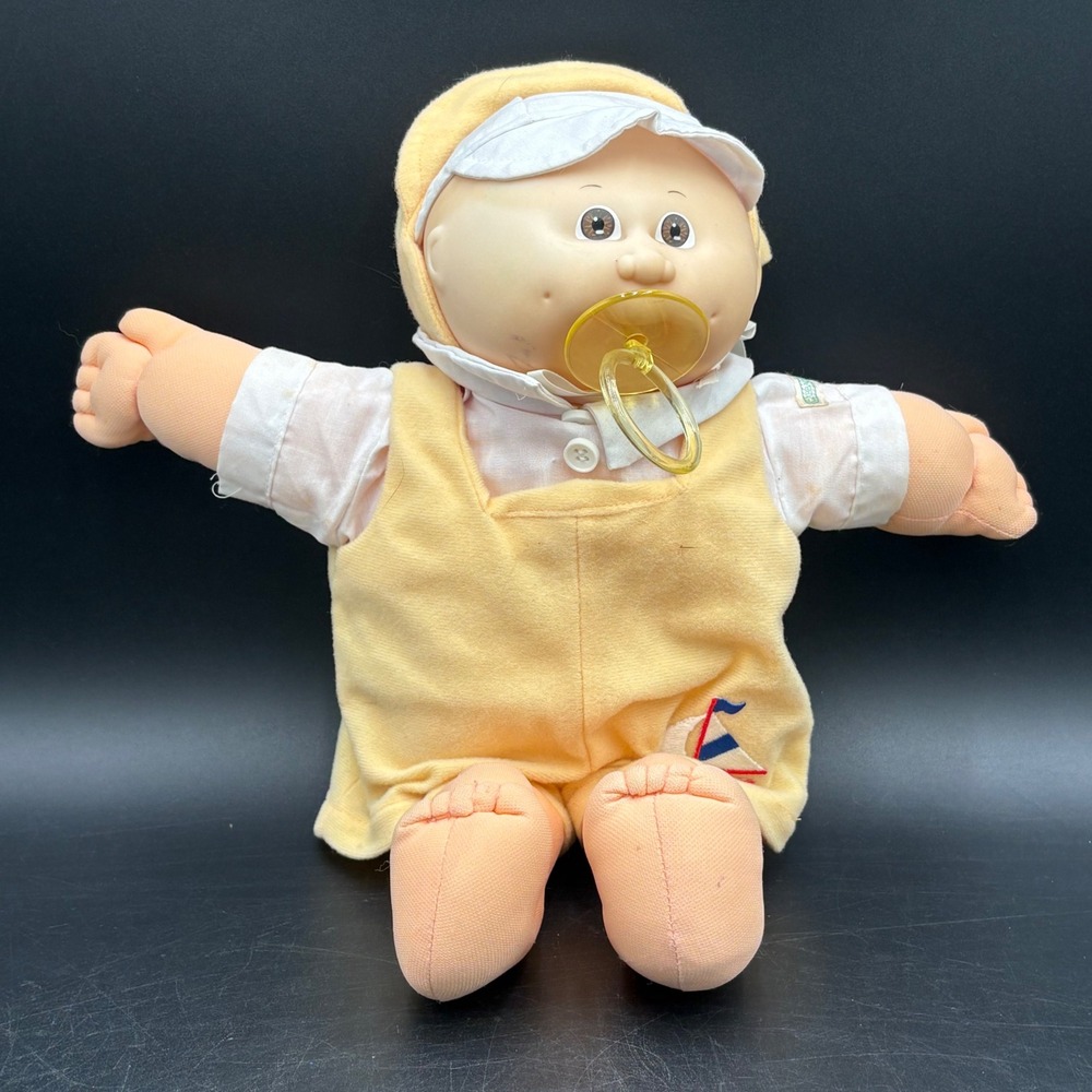 Cabbage Patch Kids Doll Boy 16in Yellow Sailboat Outfit Vtg Good Pacifier Hat